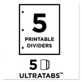 Movable Tab Dividers With Color Tabs, 5-tab, 11 X 8.5, White, 1 Set