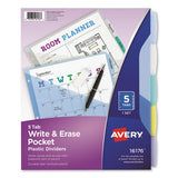 Write And Erase Durable Plastic Dividers With Pocket, 5-tab, 11.13 X 9.25, White, 1 Set