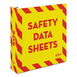 Heavy-duty Preprinted Safety Data Sheet Binder, 3 Rings, 2" Capacity, 11 X 8.5, Yellow-red