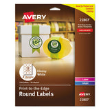 Round Print-to-the Edge Labels With Sure Feed And Easy Peel, 2" Dia, Glossy White, 120-pk