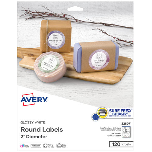 Round Print-to-the Edge Labels With Sure Feed And Easy Peel, 2