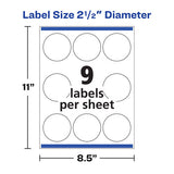Round Print-to-the Edge Labels With Surefeed, 2.5" Dia, Glossy White, 90-pk