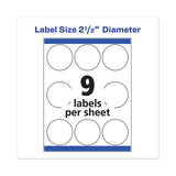Durable White Id Labels W- Sure Feed, 2 1-2" Dia, White, 72-pk