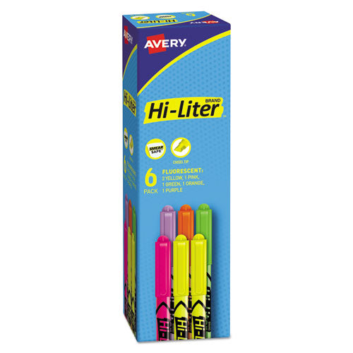 Hi-liter Pen-style Highlighters, Chisel Tip, Assorted Colors, 6-set