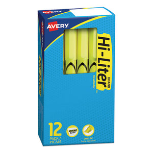 Hi-liter Pen-style Highlighters, Chisel Tip, Fluorescent Yellow, Dozen