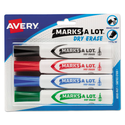 Marks A Lot Desk-style Dry Erase Marker, Broad Chisel Tip, Assorted Colors, 4-set