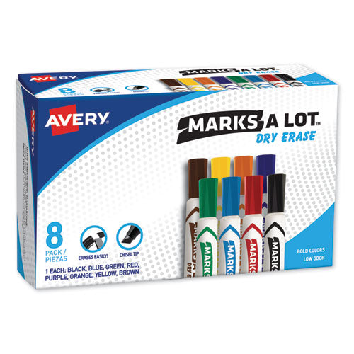 Marks A Lot Desk-style Dry Erase Marker, Broad Chisel Tip, Assorted Colors, 8-set