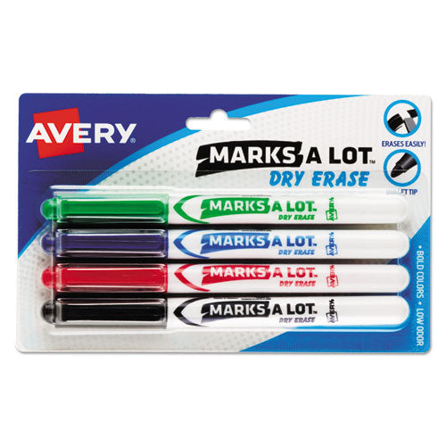 Marks A Lot Pen-style Dry Erase Marker, Medium Bullet Tip, Assorted Colors, 4-set