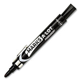 Marks A Lot Large Desk-style Permanent Marker With Metal Pocket Clip, Broad Bullet Tip, Black, Dozen