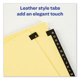 Preprinted Black Leather Tab Dividers W-copper Reinforced Holes, 25-tab, Letter