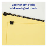 Preprinted Black Leather Tab Dividers W-copper Reinforced Holes, 12-tab, Letter