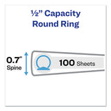 Mini Size Durable View Binder With Round Rings, 3 Rings, 0.5" Capacity, 8.5 X 5.5, Black