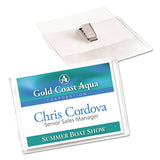 Heavy-duty Clip-style Badge Holders, Horizontal, 4 X 3, Clear, 100-box