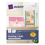 Textured Half-fold Greeting Cards, Inkjet, 5 1-2 X 8.5, Wht, 30-bx W-envelopes