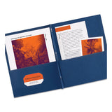 Two-pocket Folder, Prong Fastener, Letter, 1-2" Capacity, Dark Blue, 25-box