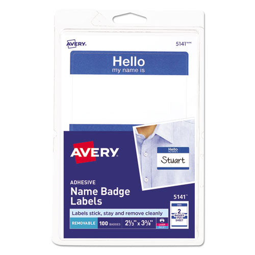 Printable Adhesive Name Badges, 3.38 X 2.33, Blue 
