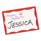 Printable Adhesive Name Badges, 3.38 X 2.33, Red Border, 100-pack