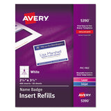 Name Badge Insert Refills, Horizontal-vertical, 2 1-4 X 3 1-2, White, 400-box