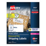 Waterproof Shipping Labels With Trueblock And Sure Feed, Laser Printers, 2 X 4, White, 10-sheet, 50 Sheets-pack