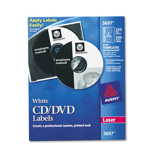 Laser Cd Labels, Matte White, 250-pack