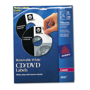 Laser Cd Labels, Matte White, 50-pack
