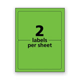 High-visibility Permanent Laser Id Labels, 5 1-2 X 8.5, Neon Green, 200-box
