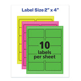 High-visibility Permanent Laser Id Labels, 2 X 4, Asst. Neon, 150-pack