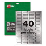 Permatrack Metallic Asset Tag Labels, Laser Printers, 0.75 X 1.5, Metallic Silver, 40-sheet, 8 Sheets-pack