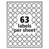 Removable Multi-use Labels, Inkjet-laser Printers, 1" Dia., White, 63-sheet, 15 Sheets-pack
