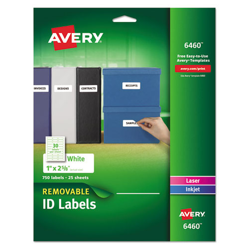 Removable Multi-use Labels, Inkjet-laser Printers, 1 X 2.63, White, 30-sheet, 25 Sheets-pack