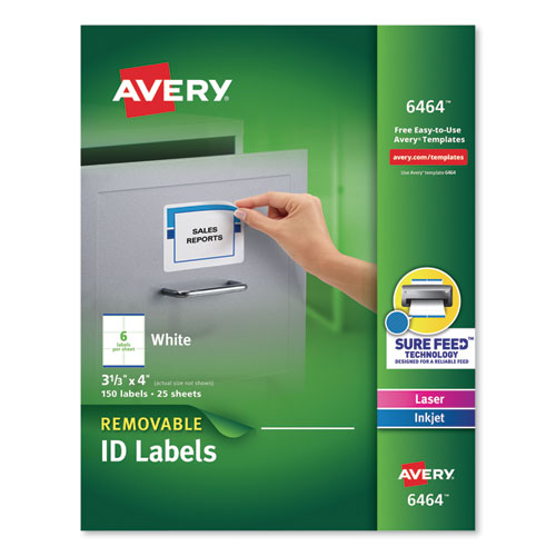 Removable Multi-use Labels, Inkjet-laser Printers, 3.33 X 4, White, 6-sheet, 25 Sheets-pack