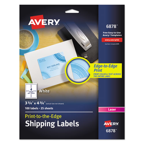 Vibrant Laser Color-print Labels W- Sure Feed, 3 3-4 X 4 3-4, White, 100-pk