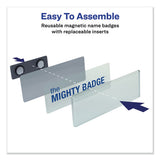 The Mighty Badge Name Badge Holder Kit, Horizontal, 3 X 1, Inkjet, Silver, 4 Holders-32 Inserts