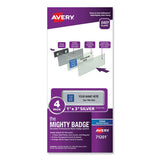 The Mighty Badge Name Badge Holder Kit, Horizontal, 3 X 1, Inkjet, Silver, 4 Holders-32 Inserts