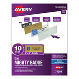 The Mighty Badge Name Badge Holder Kit, Horizontal, 3 X 1, Inkjet, Gold, 10 Holders- 80 Inserts