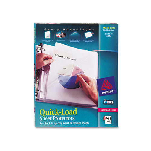 Quick Top And Side Loading Sheet Protectors, Letter, Diamond Clear, 50-box