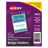 Secure Top Heavy-duty Badge Holders, Vertical, 3w X 4h, Clear, 25-pack