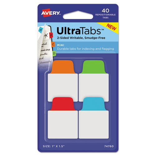 Ultra Tabs Repositionable Mini Tabs, 1-5-cut Tabs, Assorted Primary Colors, 1