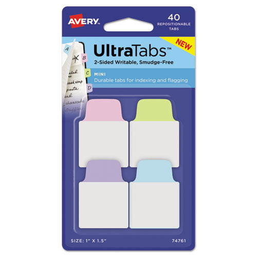 Ultra Tabs Repositionable Mini Tabs, 1-5-cut Tabs, Assorted Pastels, 1