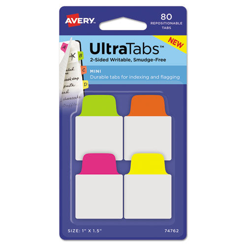 Ultra Tabs Repositionable Mini Tabs, 1-5-cut Tabs, Assorted Neon, 1