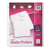 Binder Pockets, 3-hole Punched, 9 1-4 X 11, Clear, 5-pack