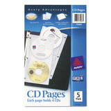 Two-sided Cd Organizer Sheets For Three-ring Binder, 5-pack