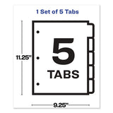 Print And Apply Index Maker Clear Label Sheet Protector Dividers With White Tabs, 5-tab, 11 X 8.5, White, 1 Set
