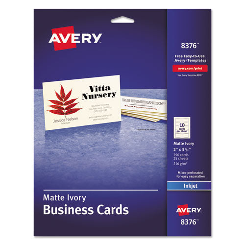 Printable Microperforated Business Cards With Sure Feed Technology, Inkjet, 2 X 3.5, Ivory, Matte, 250-pack