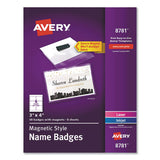 Magnetic Style Name Badge Kit, Horizontal, 4 X 3, White, 24-pack