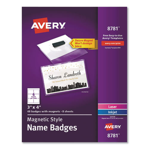 Magnetic Style Name Badge Kit, Horizontal, 4