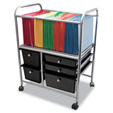 Letter-legal File Cart W-five Storage Drawers, 21.63w X 15.25d X 28.63h, Black