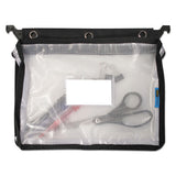 Expanding Zipper Pouch, 13 X 9 1-4, Clear-black
