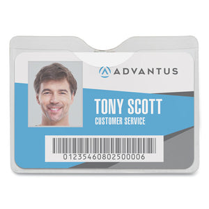 Security Id Badge Holder With Clip, Horizontal, 3.5 X 3.75, Clear, 50-box