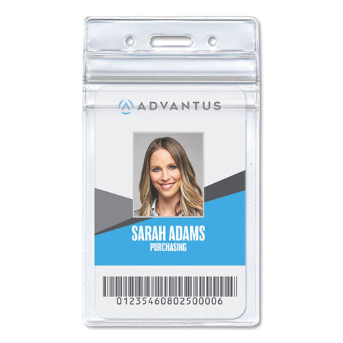 Resealable Id Badge Holder, Vertical, 3.68 X 5, Clear, 50-pack